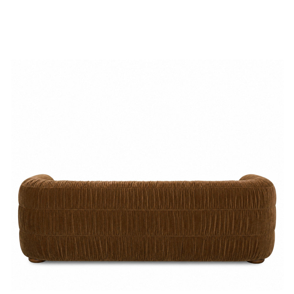 Connie - 3-Seater Sofa - Pleated Velvet - Brown