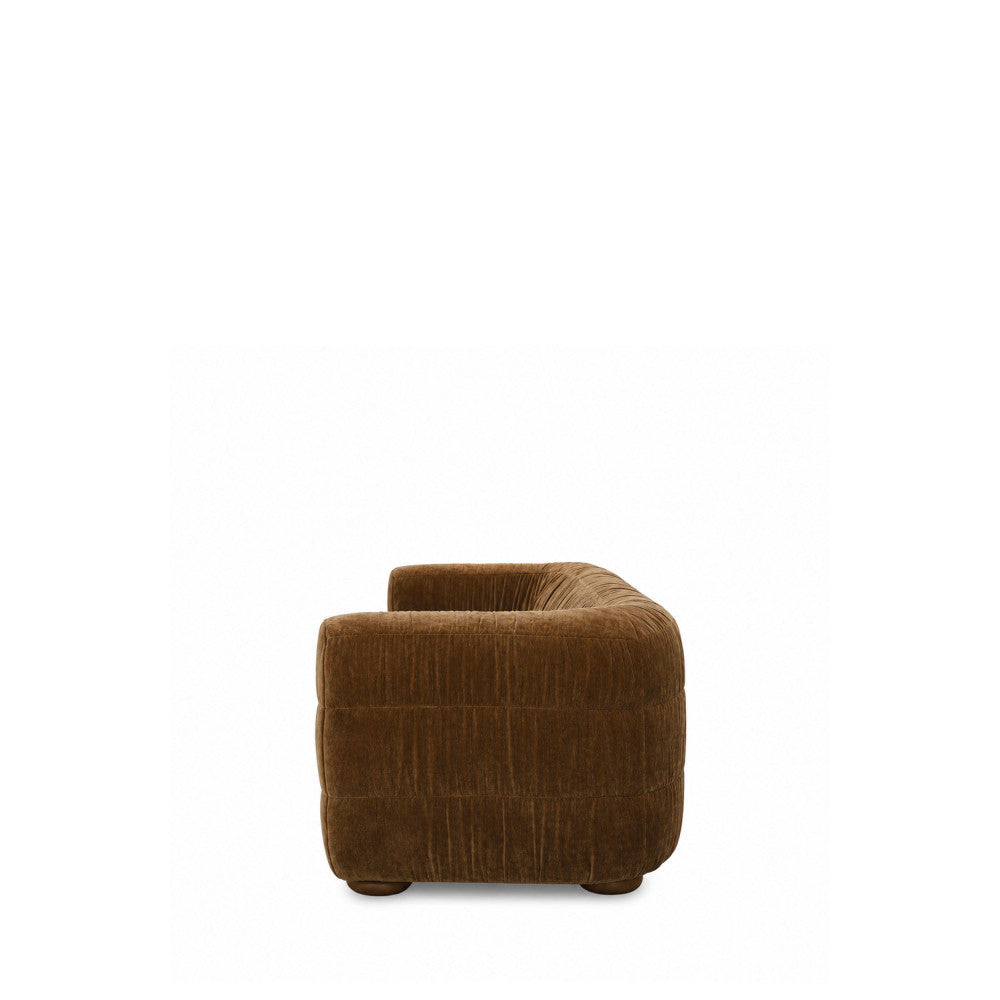 Connie - 3-Seater Sofa - Pleated Velvet - Brown