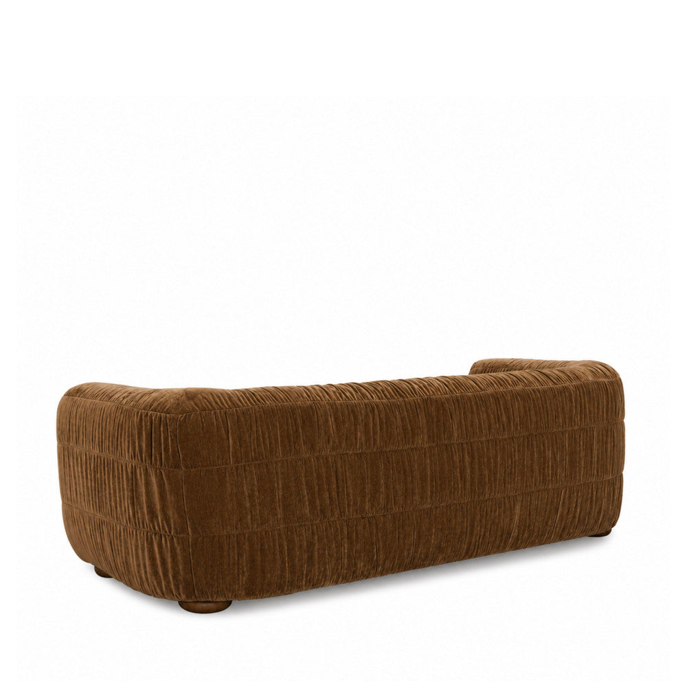 Connie - 3-Seater Sofa - Pleated Velvet - Brown