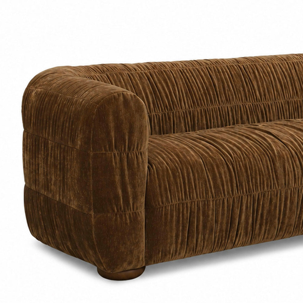 Connie - 3-Seater Sofa - Pleated Velvet - Brown