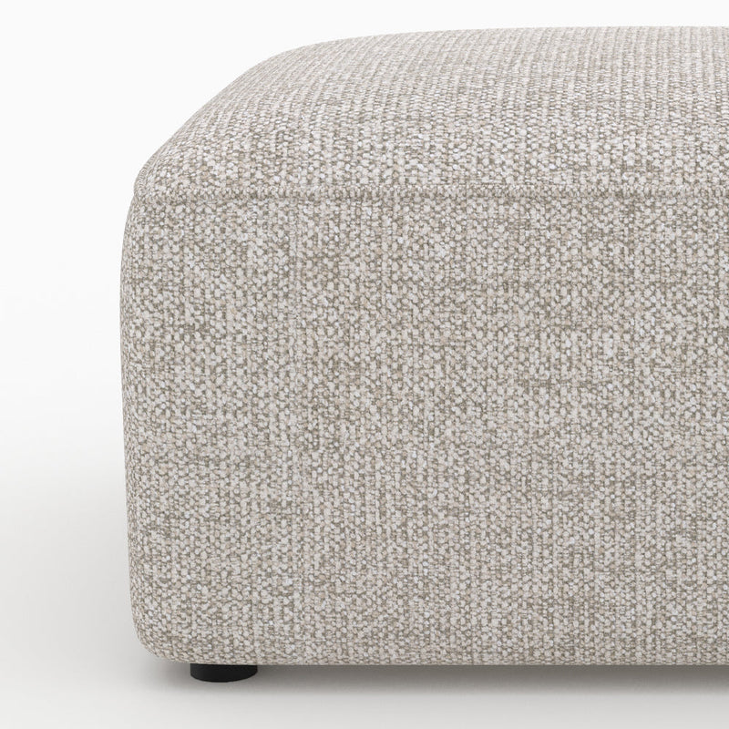 Canapé d'angle gauche modulable Hestia, tissu beige 4 places, 2 poufs