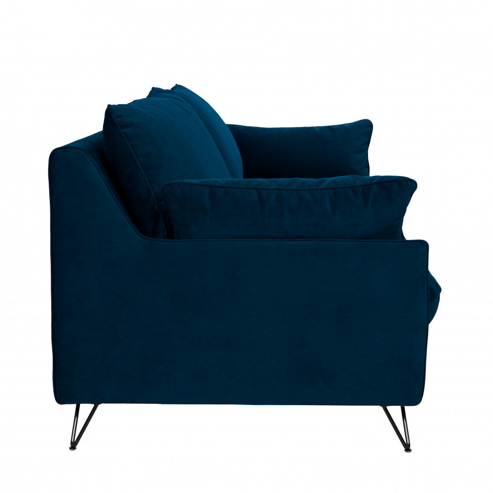 Lunery - 4-Seater Sofa Bed - Velvet - Midnight Blue