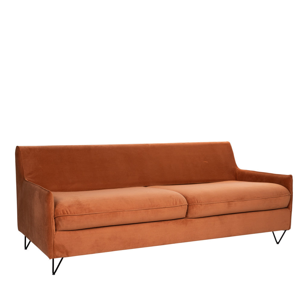 Lunery - Sofá cama de 4 plazas - Terciopelo - Óxido