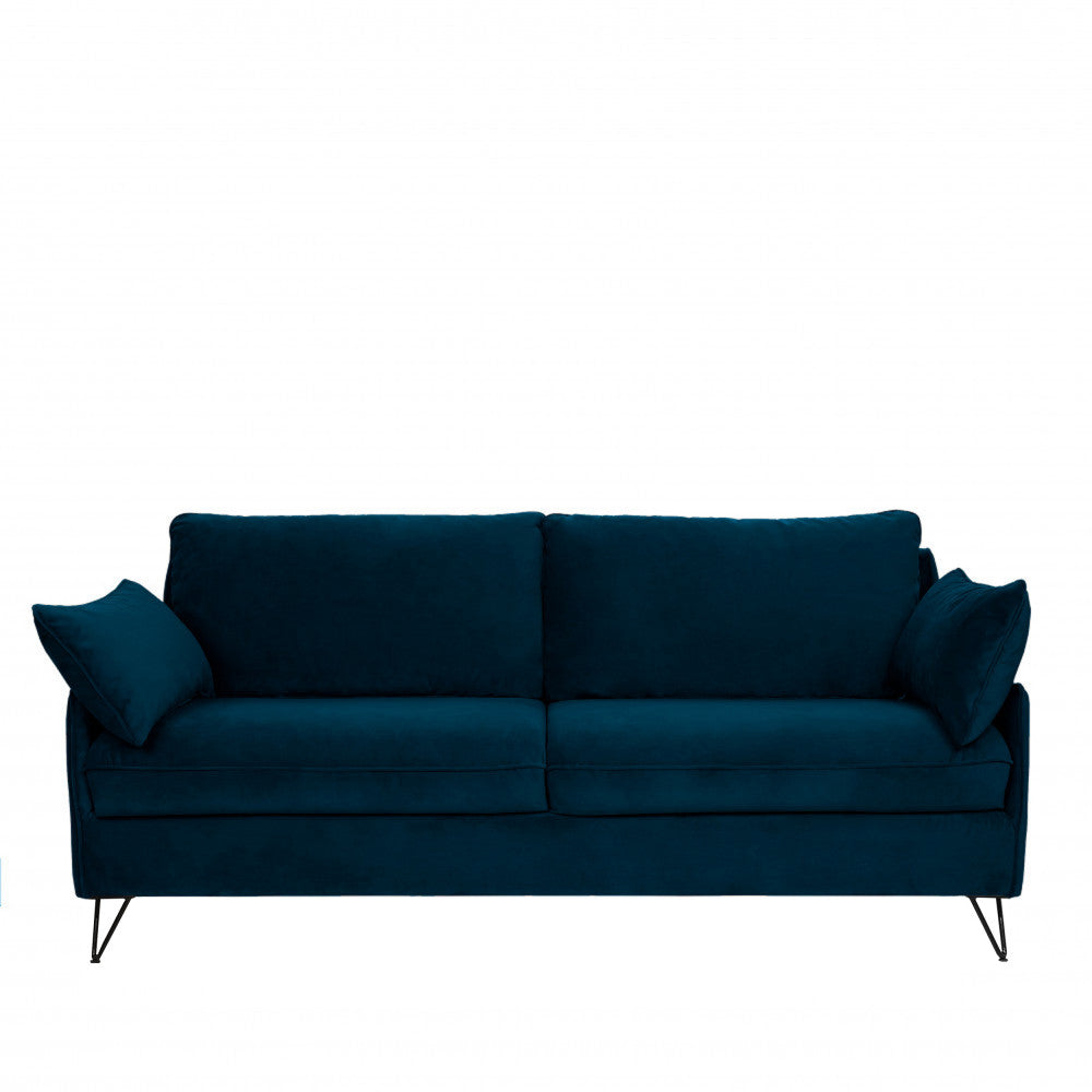 Lunery - 4-Seater Sofa Bed - Velvet - Midnight Blue