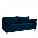 Lunery - 4-Seater Sofa Bed - Velvet - Midnight Blue
