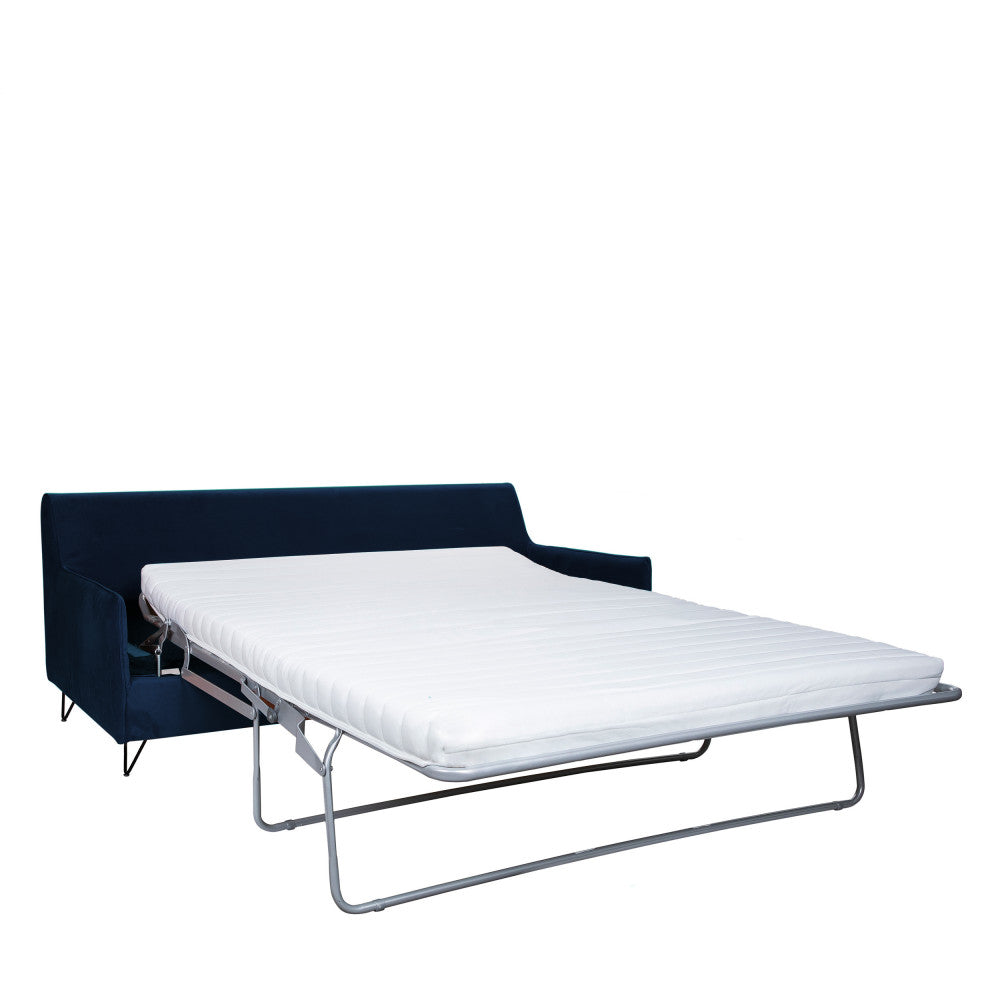 Lunery - 4-Seater Sofa Bed - Velvet - Midnight Blue
