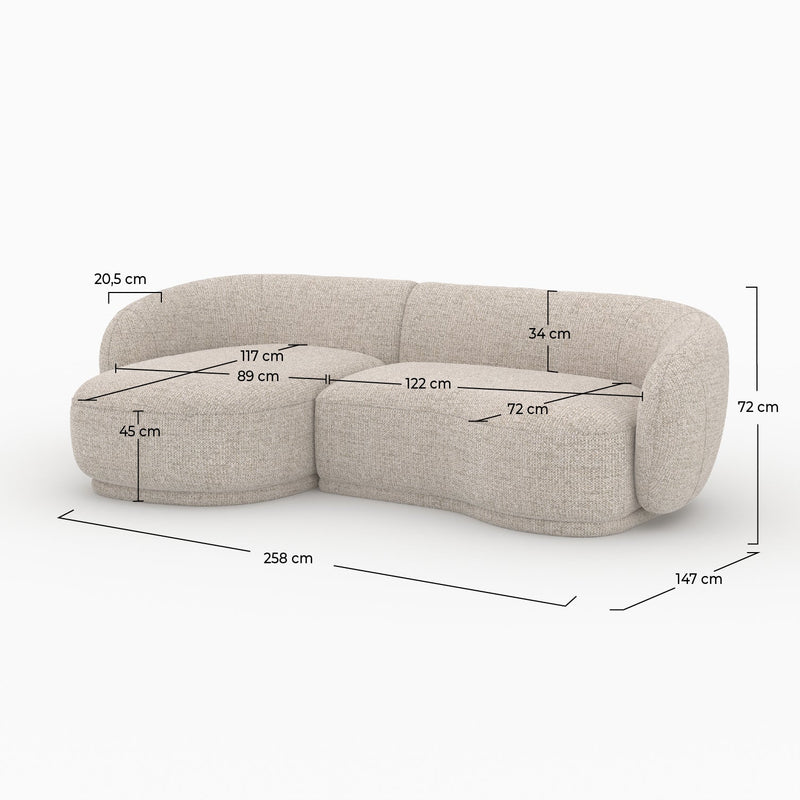 Canapé d'angle modulable Nova 4 places en tissu beige chiné