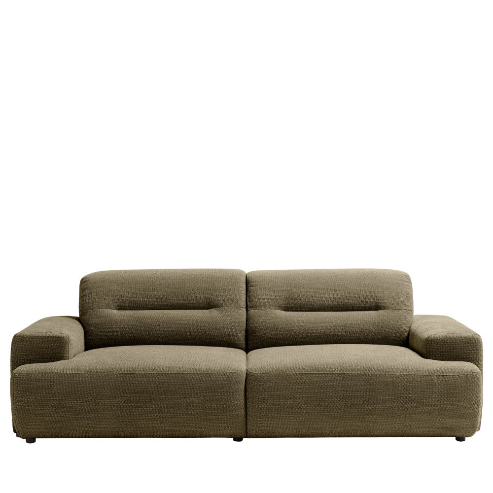 Stune - Canapé Droit 4 Places À Accoudoirs Larges - Tissu - Vert kaki