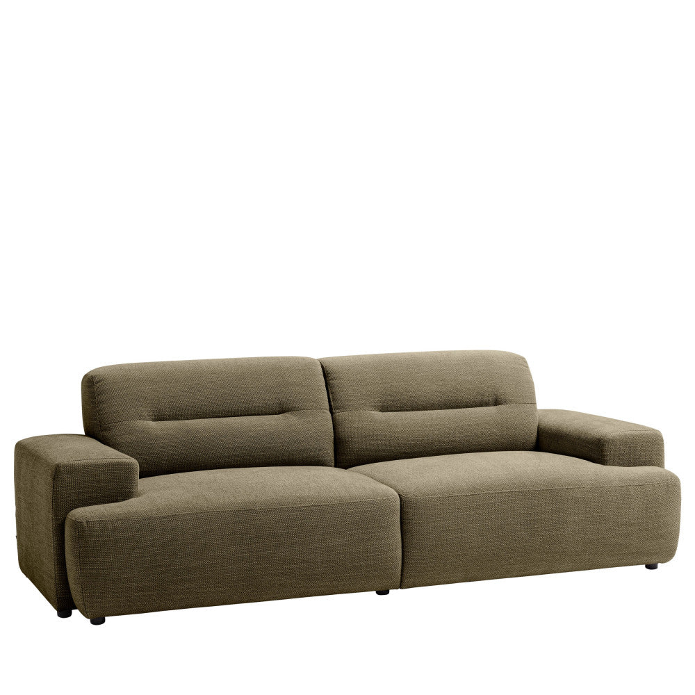 Stune - Canapé Droit 4 Places À Accoudoirs Larges - Tissu - Vert kaki