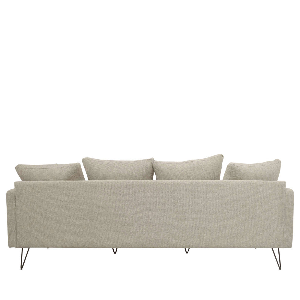 Villabon - 4-Seater Sofa - Fabric, Black Hairpin Legs - Natural