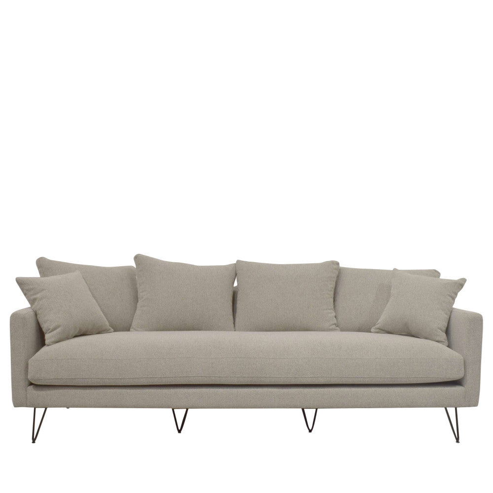 Villabon - 4-Seater Sofa - Fabric, Black Hairpin Legs - Natural