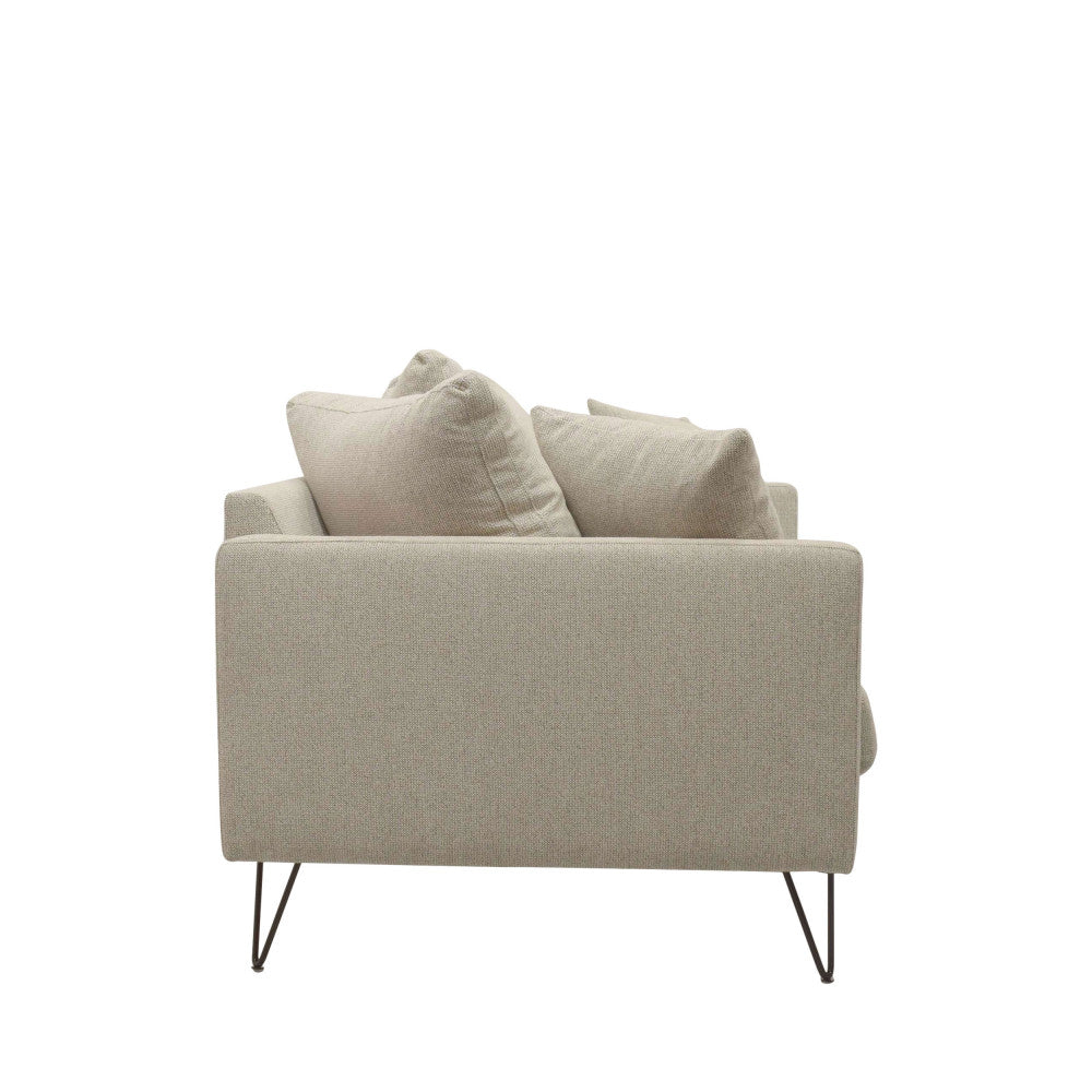 Villabon - 4-Seater Sofa - Fabric, Black Hairpin Legs - Natural