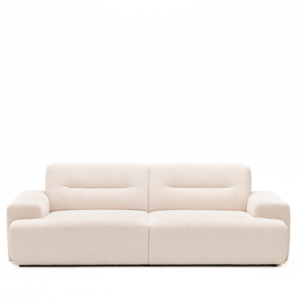 Stune - Sofá Recto de 4 Plazas - Pana con Reposabrazos Anchos - Crudo