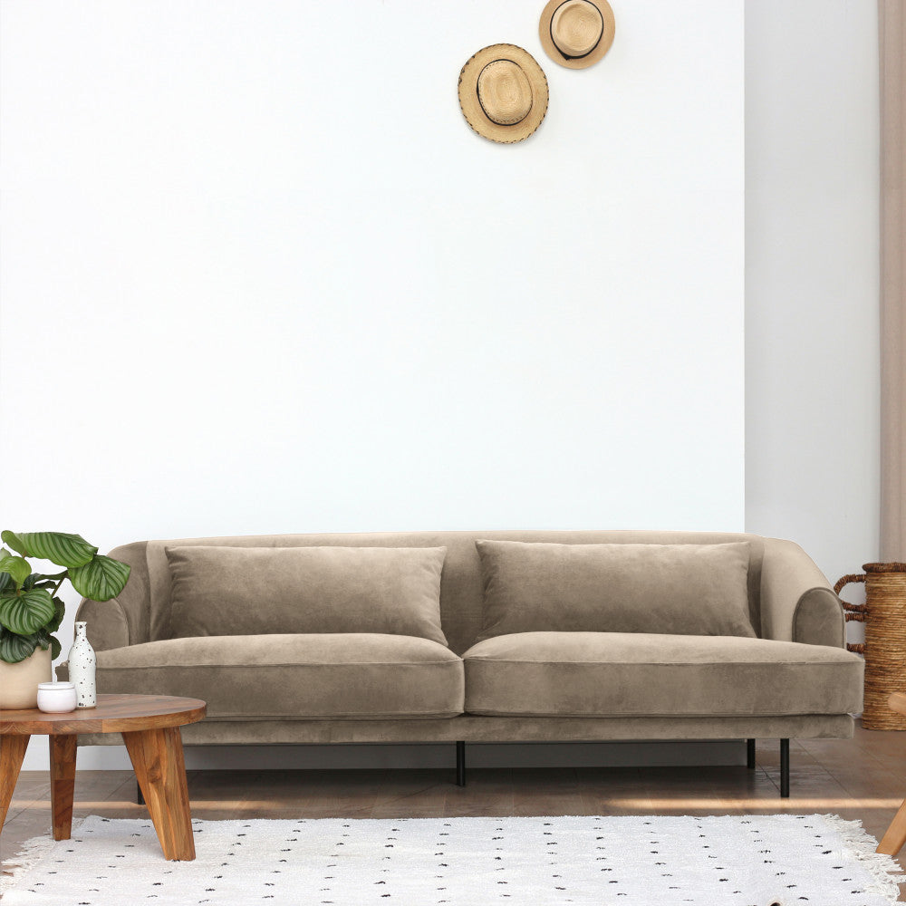 Winsen - Canapé 4 Places Pieds Droits - Velours - Beige