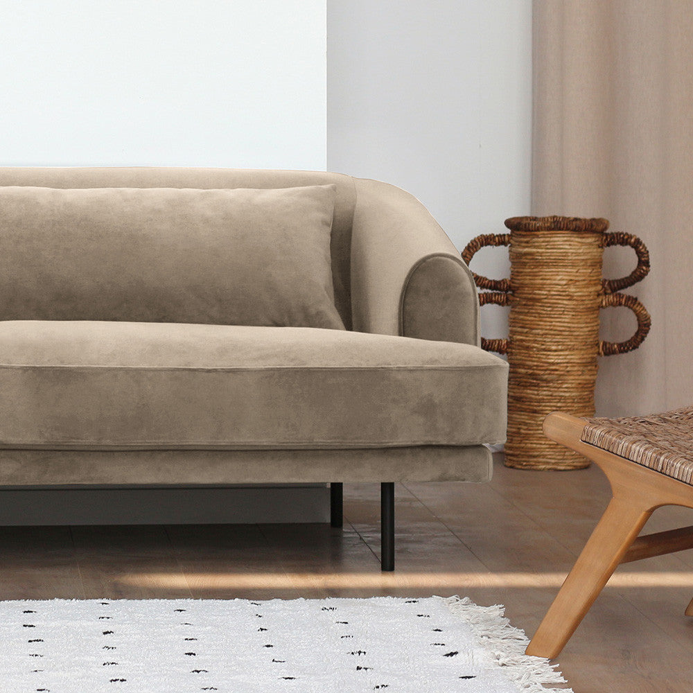 Winsen - Canapé 4 Places Pieds Droits - Velours - Beige