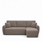 Jul - Sofá esquinero convertible reversible de 4 plazas - Pana - Topo