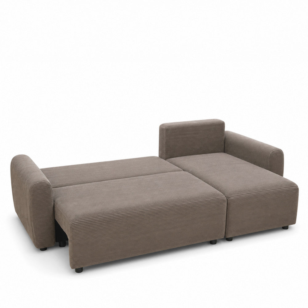 Jul - Sofá esquinero convertible reversible de 4 plazas - Pana - Topo