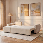 Jul - Sofá esquinero convertible reversible de 4 plazas - Pana - Beige