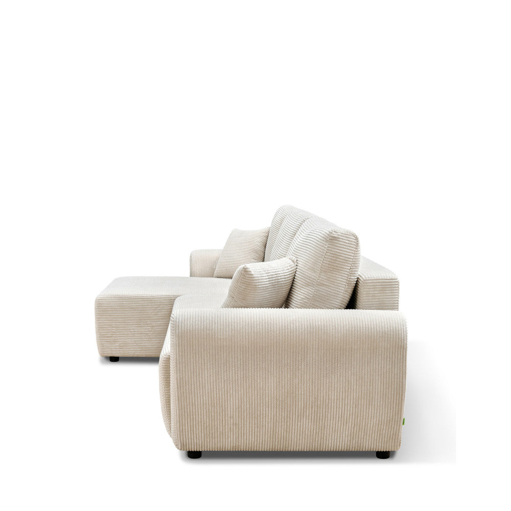 Jul - Sofá esquinero convertible reversible de 4 plazas - Pana - Beige