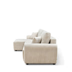 Jul - Sofá esquinero convertible reversible de 4 plazas - Pana - Beige