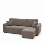 Jul - Sofá esquinero convertible reversible de 4 plazas - Pana - Topo