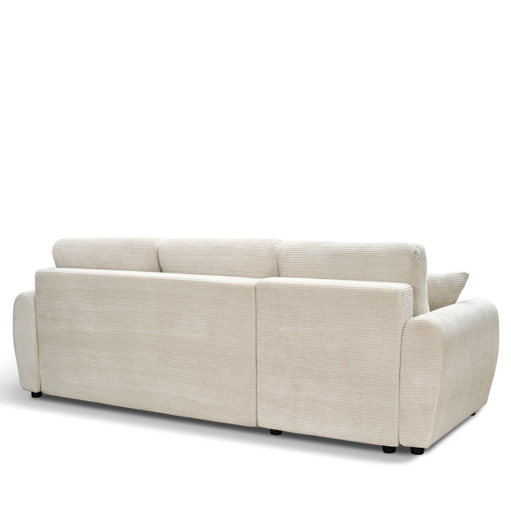 Jul - Sofá esquinero convertible reversible de 4 plazas - Pana - Beige