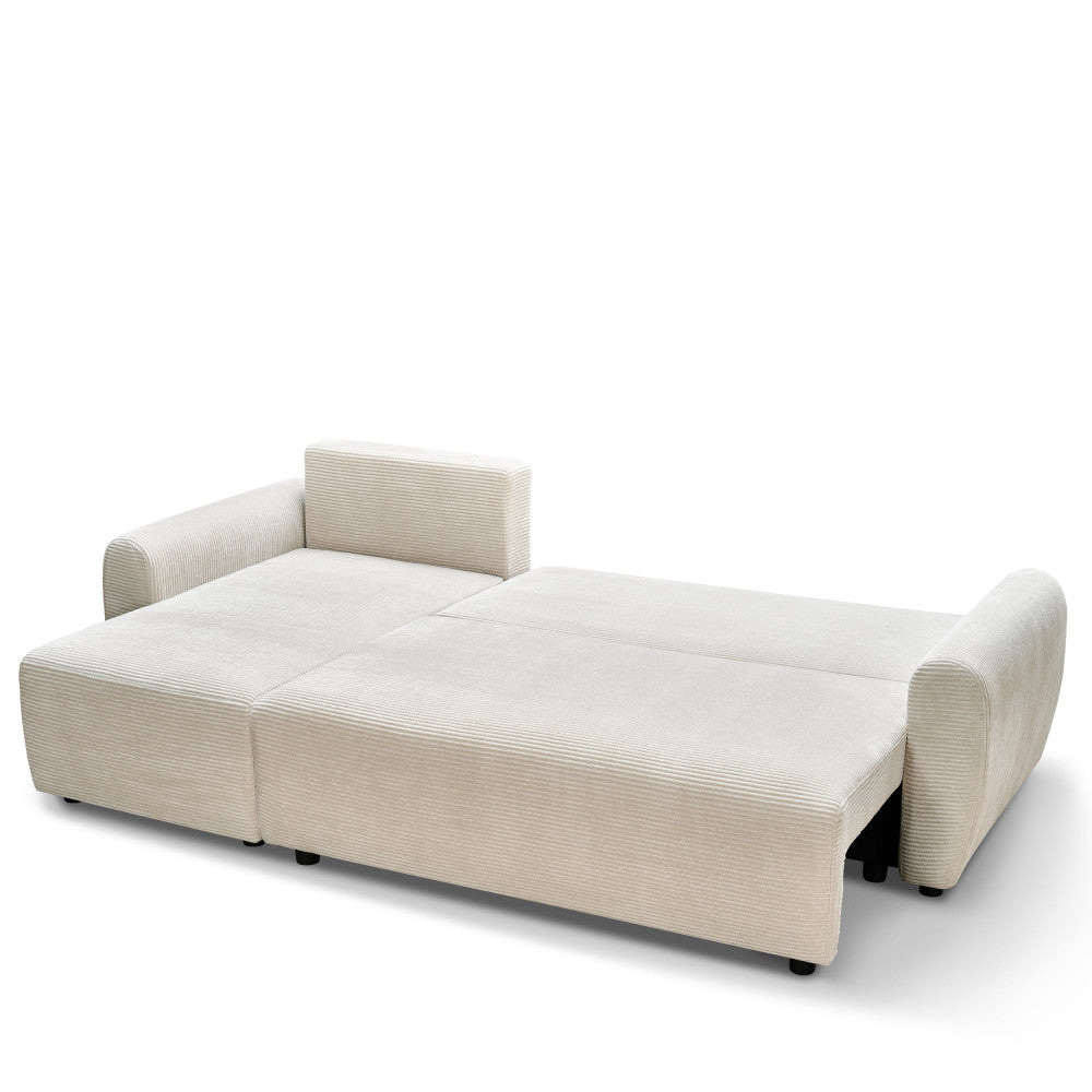 Jul - Sofá esquinero convertible reversible de 4 plazas - Pana - Beige