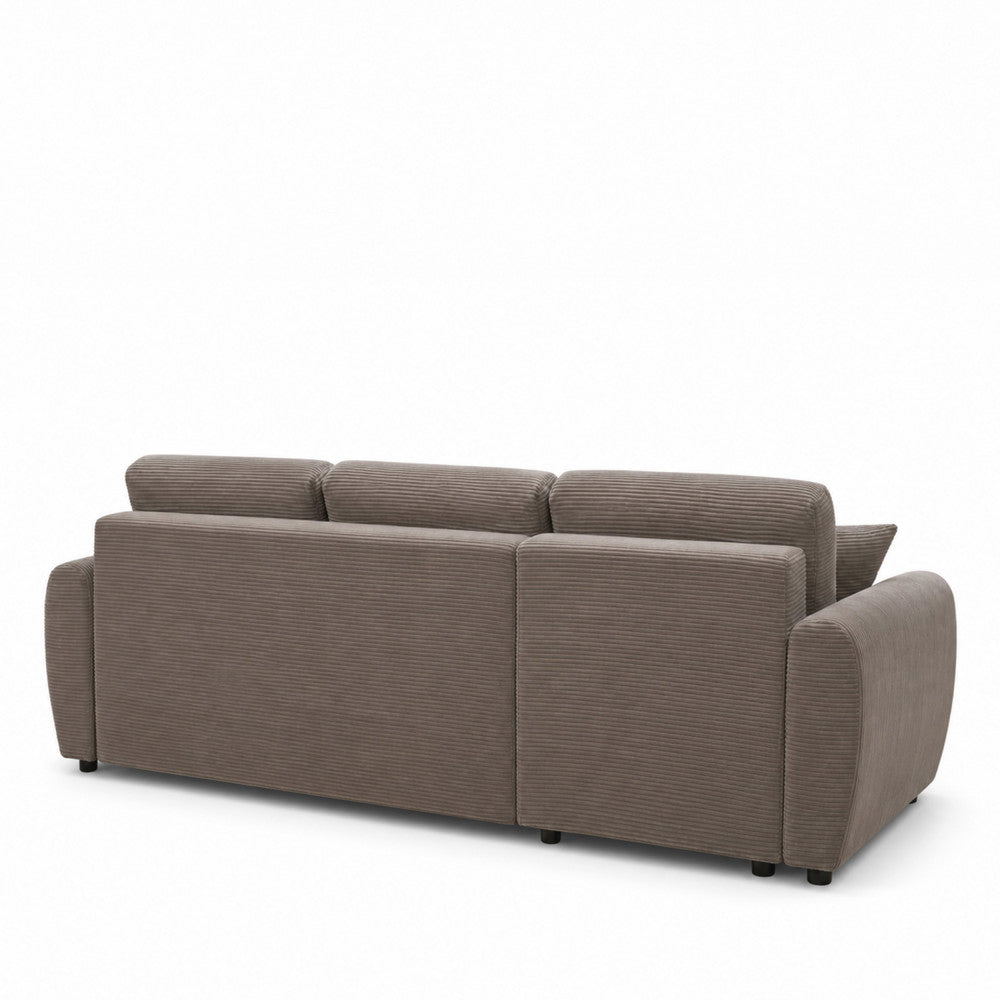Jul - Sofá esquinero convertible reversible de 4 plazas - Pana - Topo