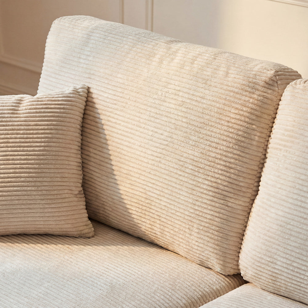 Jul - Sofá esquinero convertible reversible de 4 plazas - Pana - Beige