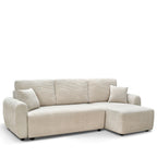 Jul - Sofá esquinero convertible reversible de 4 plazas - Pana - Beige