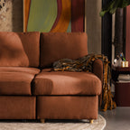 Matera - Reversible Convertible 3-Seater Corner Sofa with Storage Compartment - Fabric - Mottled Rust