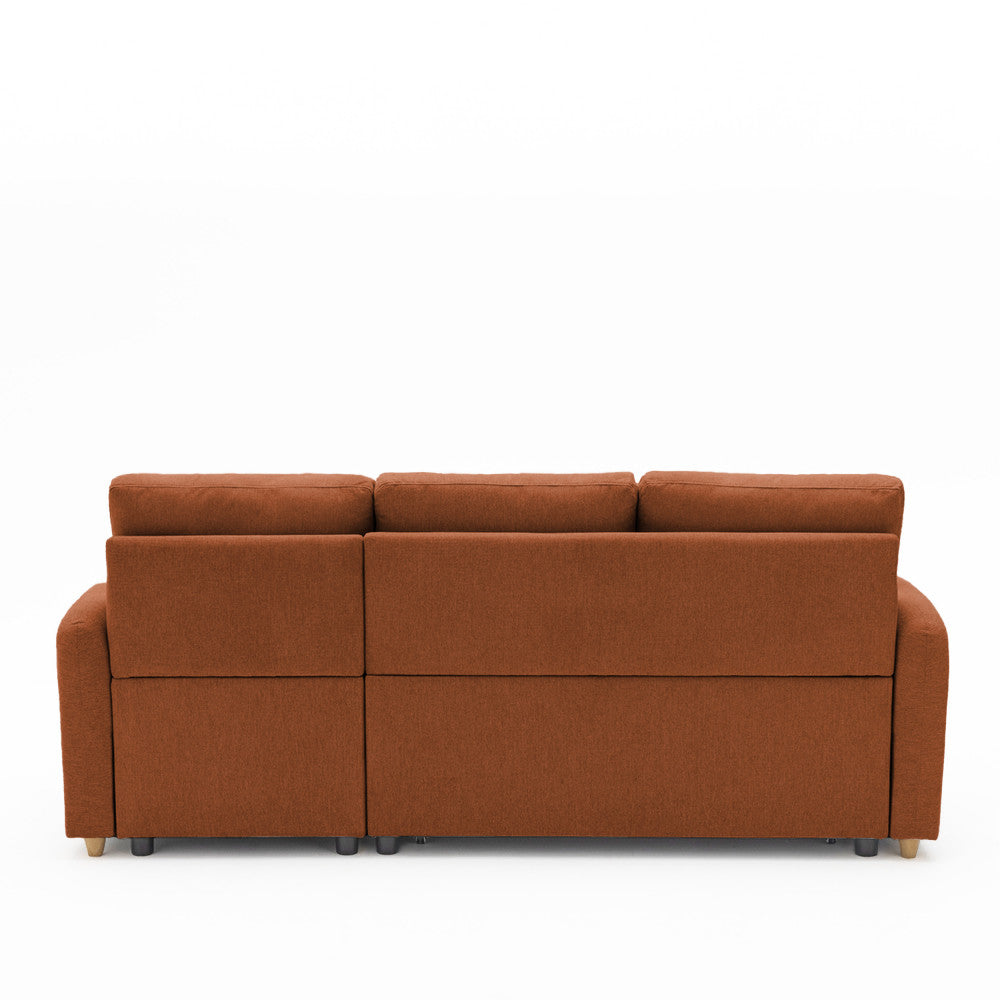 Matera - Reversible Convertible 3-Seater Corner Sofa with Storage Compartment - Fabric - Mottled Rust