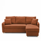 Matera - Reversible Convertible 3-Seater Corner Sofa with Storage Compartment - Fabric - Mottled Rust