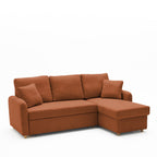 Matera - Reversible Convertible 3-Seater Corner Sofa with Storage Compartment - Fabric - Mottled Rust