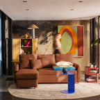 Matera - Reversible Convertible 3-Seater Corner Sofa with Storage Compartment - Fabric - Mottled Rust