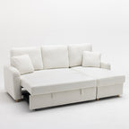 Matera - Sofá Esquinero Reversible Convertible De 3 Plazas - Tela Bouclé Con Arcón - Blanco