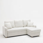 Matera - Sofá Esquinero Reversible Convertible De 3 Plazas - Tela Bouclé Con Arcón - Blanco