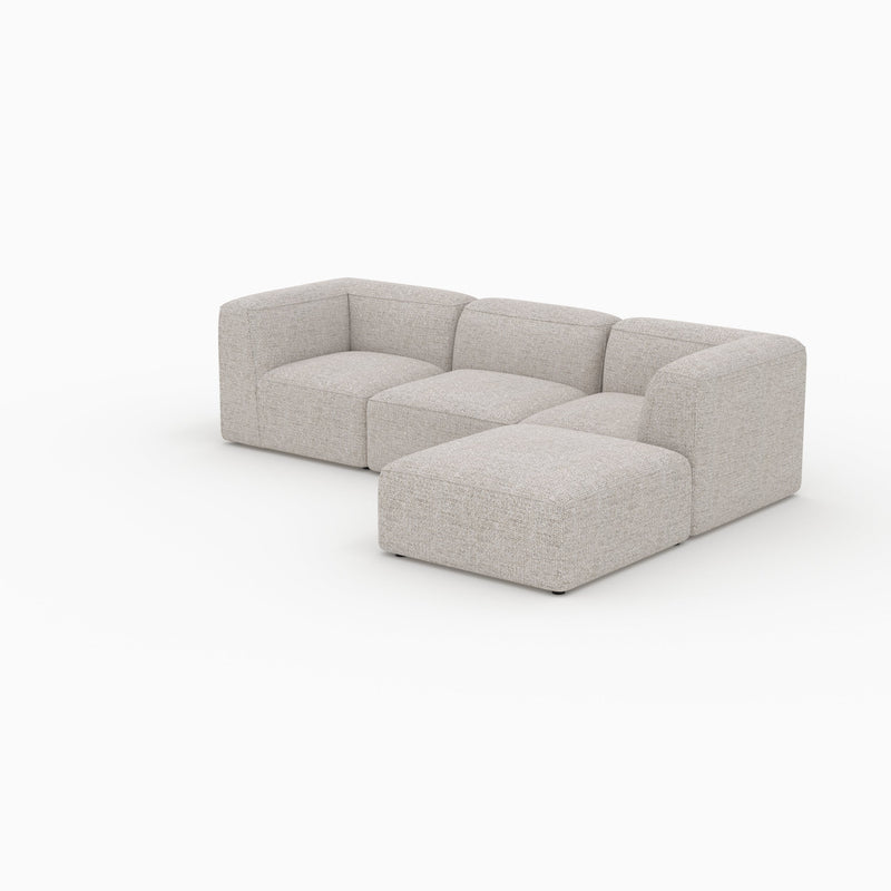 Canapé modulable Hestia en tissu beige 3 places avec pouf