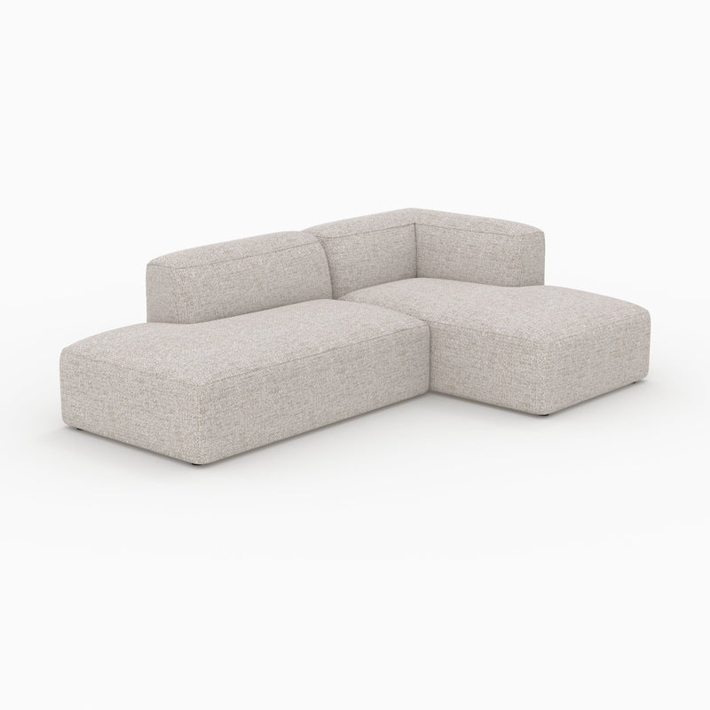 Canapé d'angle droit modulable Hestia en tissu beige 4 places