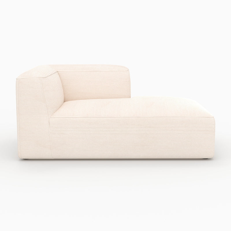 Canapé d'angle droit modulable Mina en velours côtelé blanc 4 places