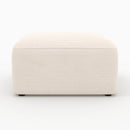 Canapé modulable Mina en velours côtelé blanc 4 places avec 2 poufs