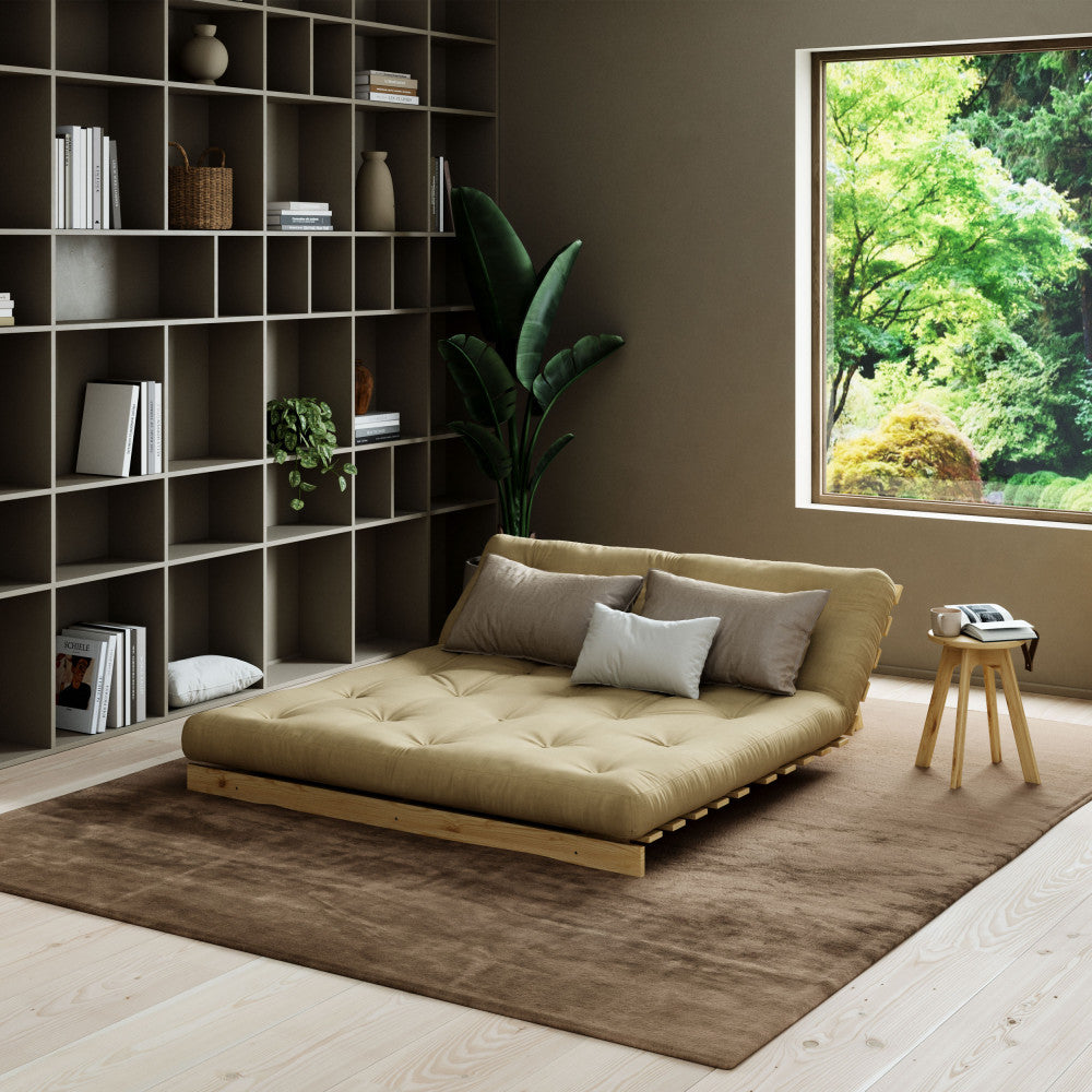 Roots - Canapé Convertible Naturel Et Tissu - Bois - Marron argile
