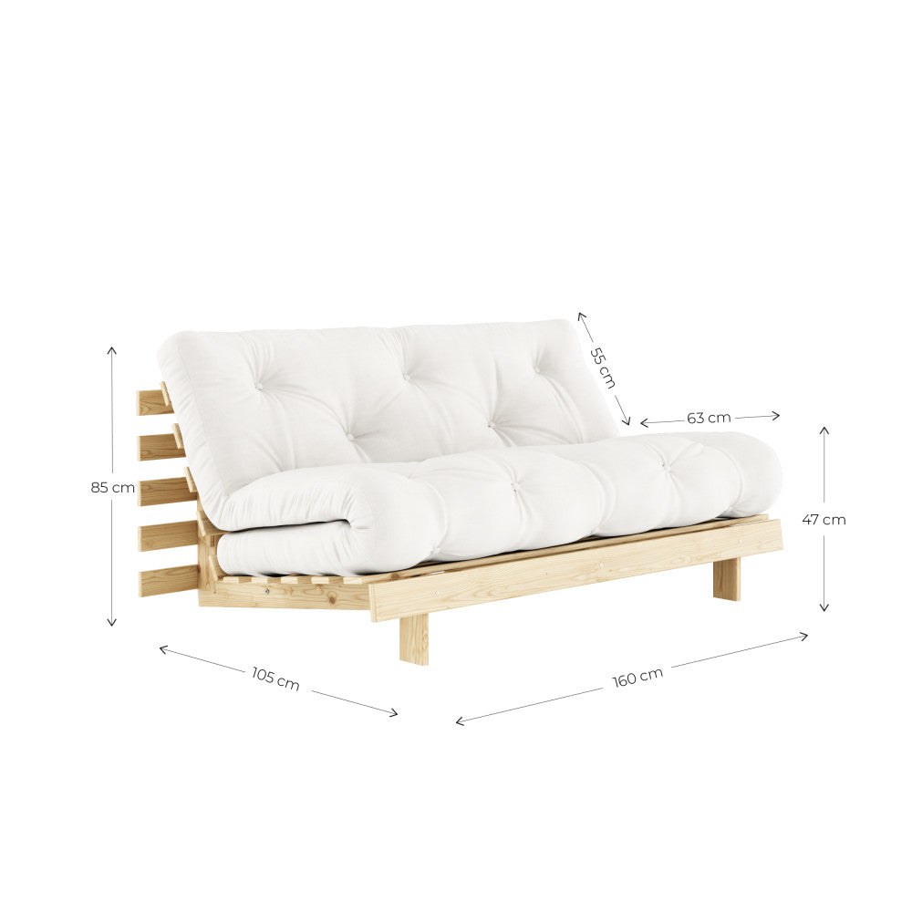 Roots - Canapé Convertible Naturel Et Tissu - Bois - Marron argile