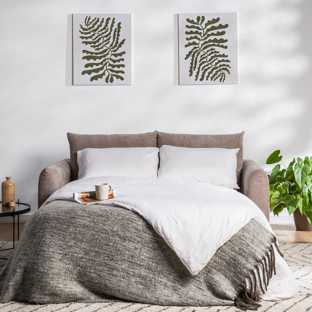 Wiame - Sofá cama de 2,5 plazas - Tela - Topo
