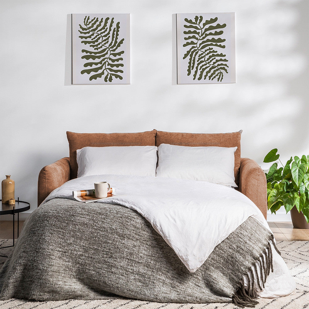 Wiame - Sofá cama de 2,5 plazas - Tejido - Terracota