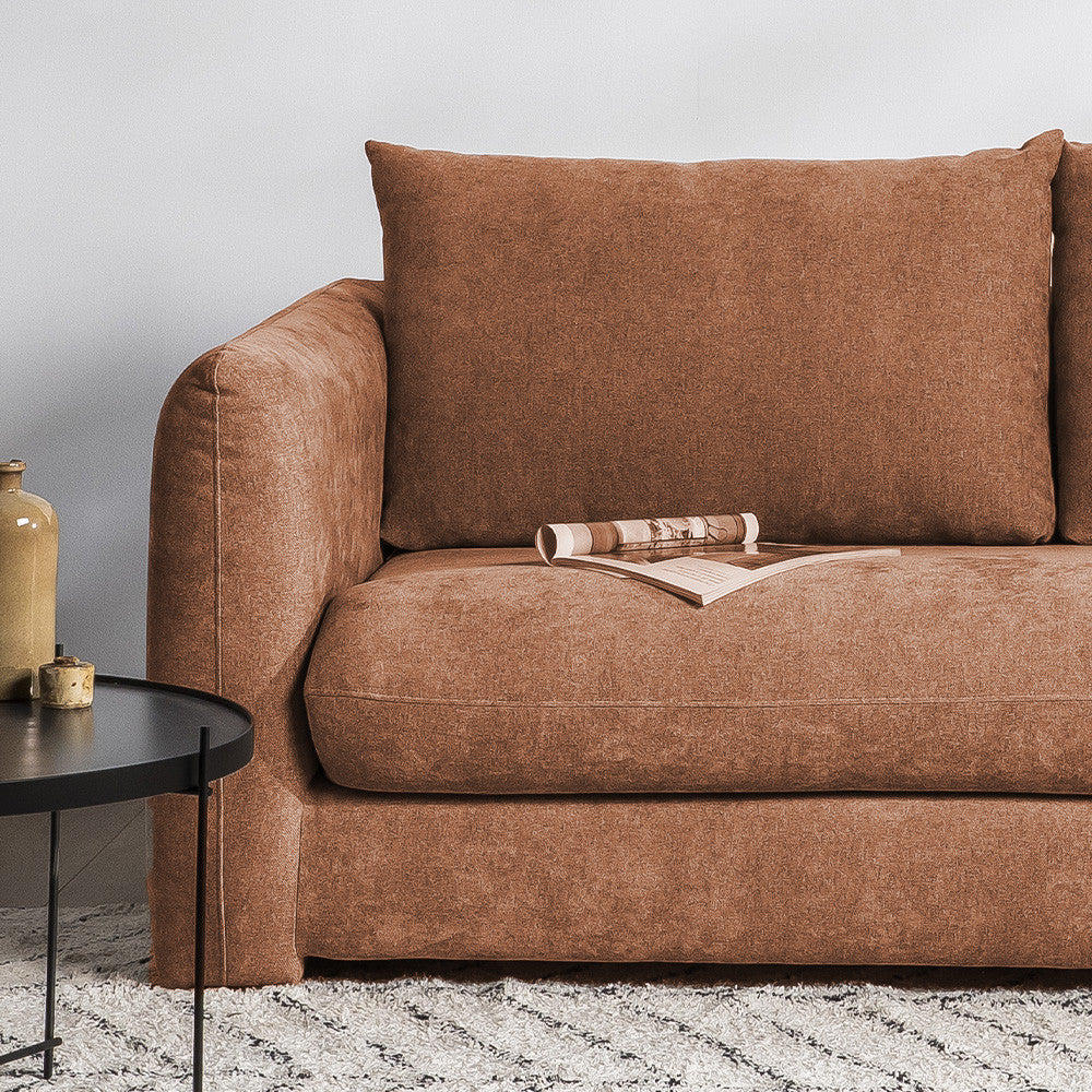Wiame - Sofá cama de 2,5 plazas - Tejido - Terracota