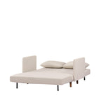Belushi - Canapé Convertible 2 Places - Velours Côtelé Pieds Bois Foncé - Beige