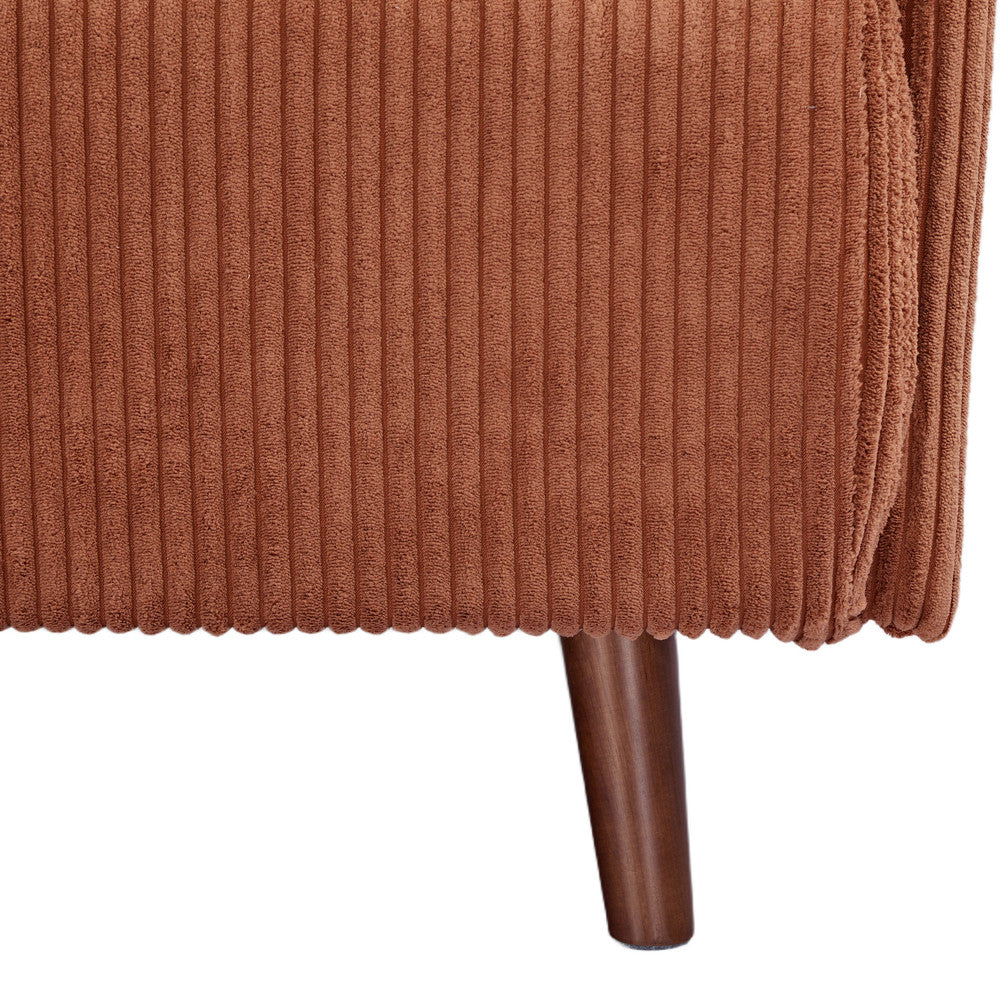 Belushi - 2-Seater Sofa Bed - Corduroy Dark Wood Legs - Terracotta