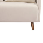 Belushi - Canapé Convertible 2 Places - Velours Côtelé Pieds Bois Foncé - Beige