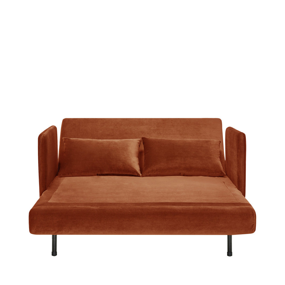 Belushi - 2-Seater Sofa Bed - Velvet - Rust